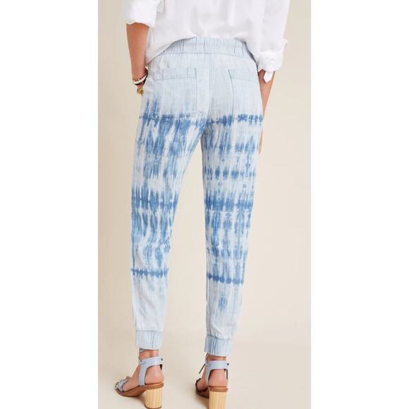 Cloth & Stone Anthropologie Blue Lyocell Tie-Dyed Chambray Joggers Women's Sz M - Picture 2 of 10